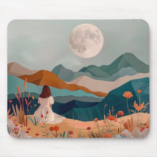 Boho Abstrakt Landschaft (21) Mousepad (Vorne)