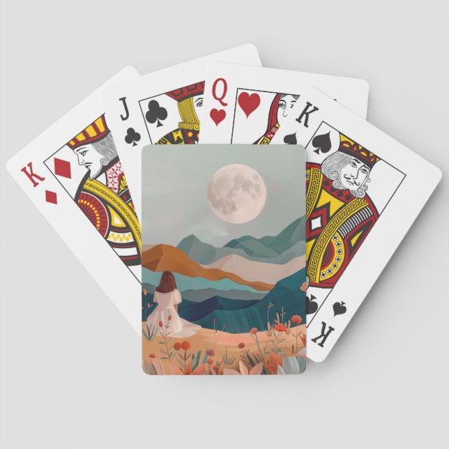 Boho Abstrakt Landschaft (21) Spielkarten (Rückseite)