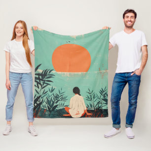 Boho Abstrakt Landschaft (22) Fleecedecke
