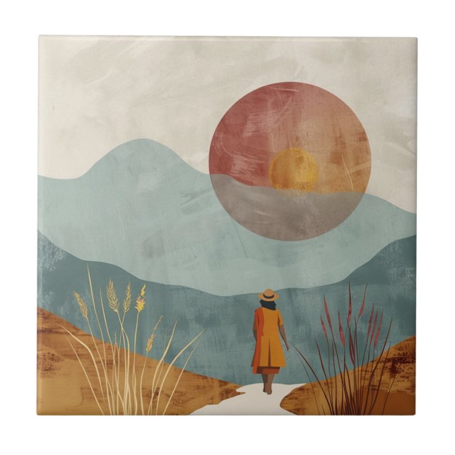 Boho Abstrakt Landschaft (23) Fliese (Vorderseite)