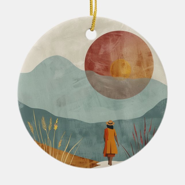 Boho Abstrakt Landschaft (23) Keramik Ornament (Vorne)