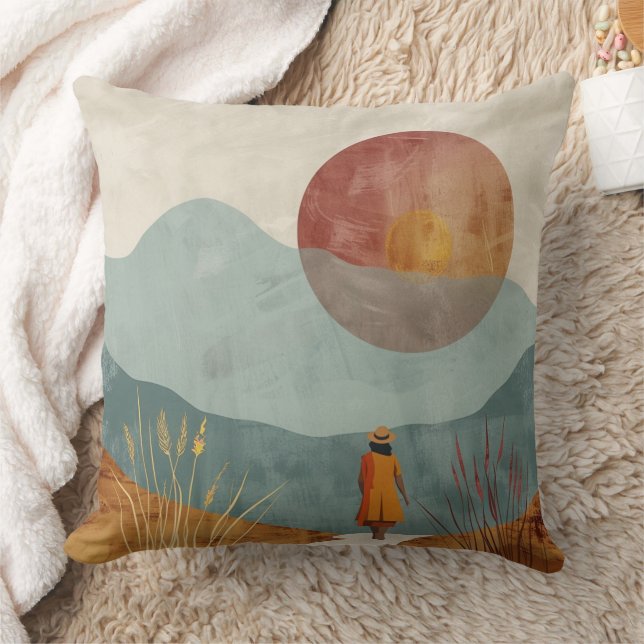 Boho Abstrakt Landschaft (23) Kissen (Decke)