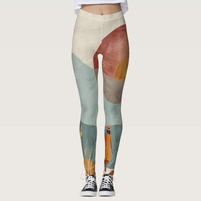 Boho Abstrakt Landschaft (23) Leggings (Vorderseite)