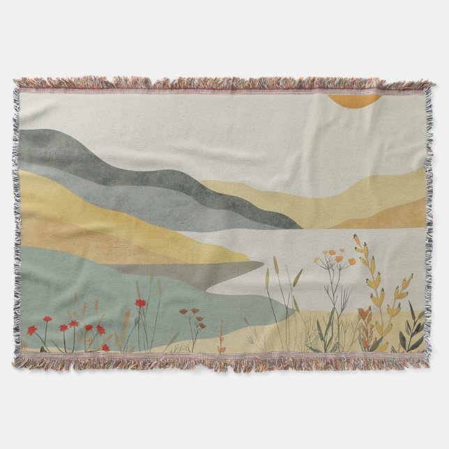 Boho Abstrakt Landschaft (25) Decke (Vorderseite)