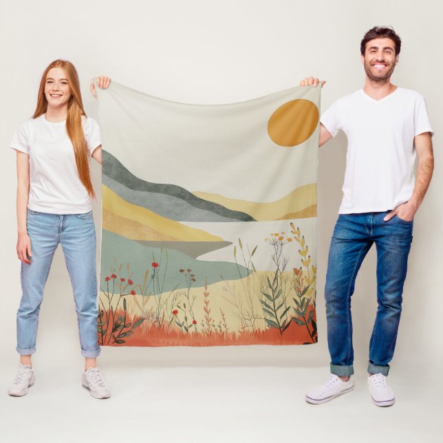 Boho Abstrakt Landschaft (25) Fleecedecke (Beispiel)