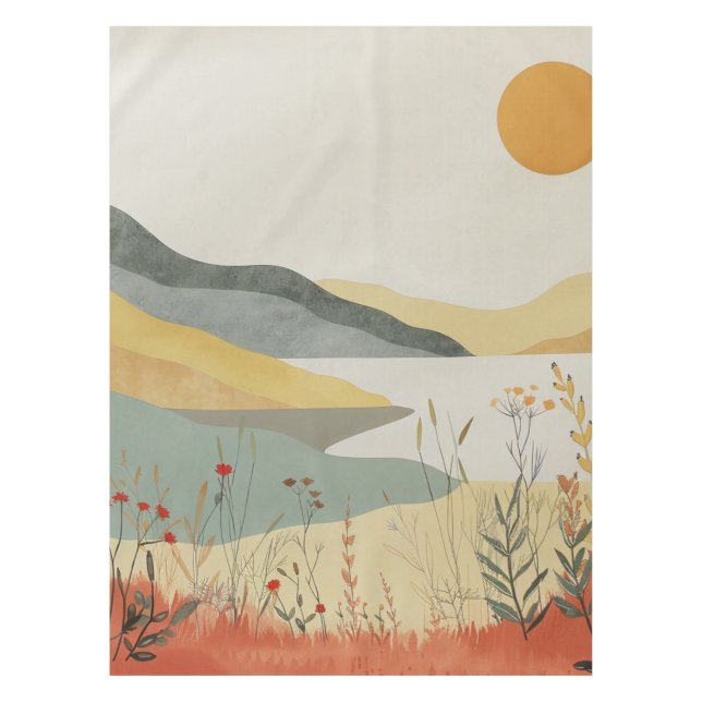 Boho Abstrakt Landschaft (25) Tischdecke (Vorderseite)
