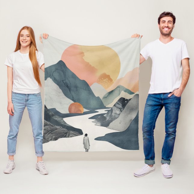 Boho Abstrakt Landschaft (2) Fleecedecke (Beispiel)