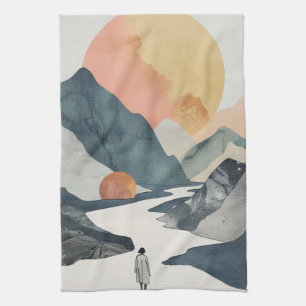 Boho Abstrakt Landschaft (2) Geschirrtuch