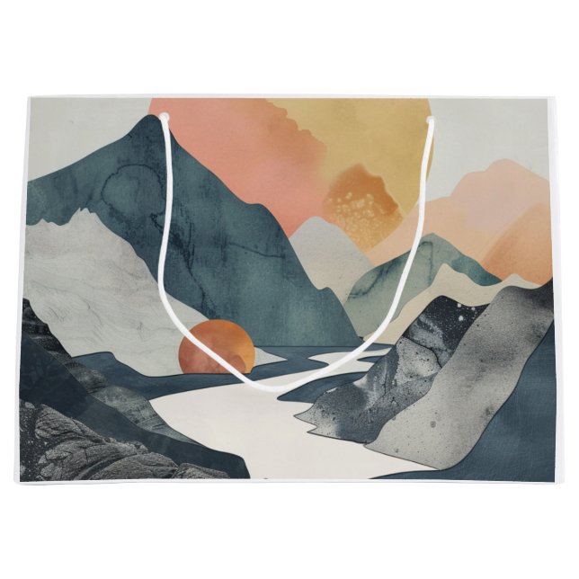 Boho Abstrakt Landschaft (2) Große Geschenktüte (Vorderseite)