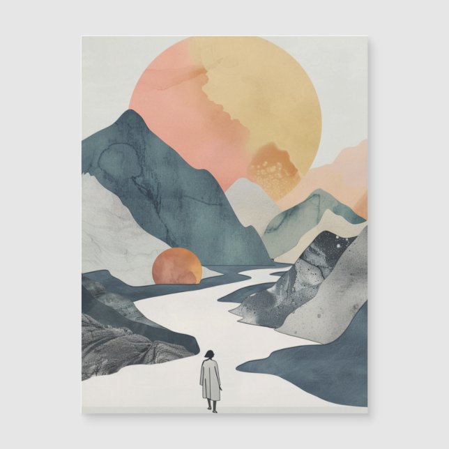 Boho Abstrakt Landschaft (2) Magnetkarte (Vorderseite)