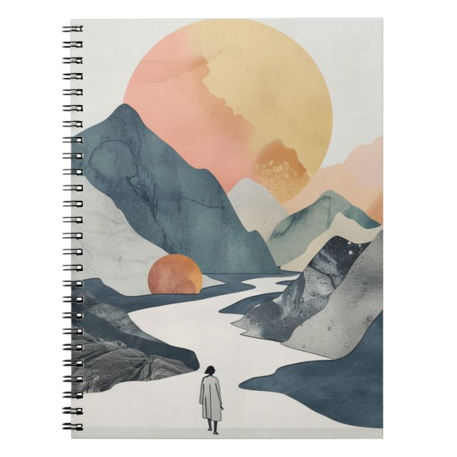 Boho Abstrakt Landschaft (2) Notizblock (Vorderseite)
