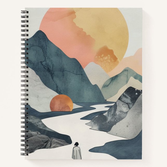 Boho Abstrakt Landschaft (2) Notizbuch (Vorderseite)