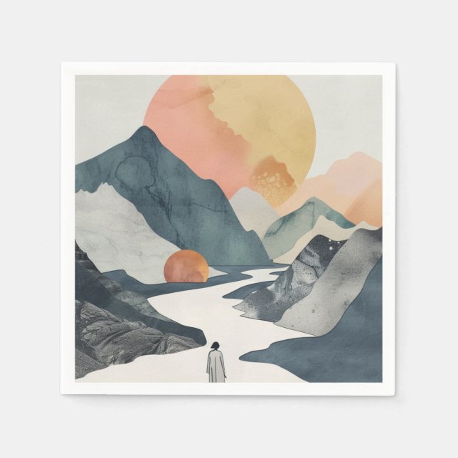 Boho Abstrakt Landschaft (2) Serviette (Vorderseite)