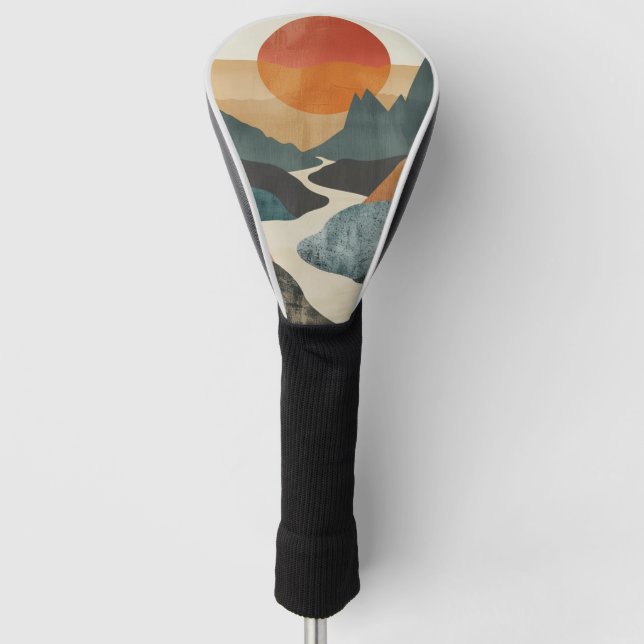 Boho Abstrakt Landschaft (5) Golf Headcover (Vorderseite)