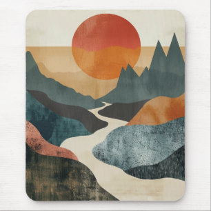Boho Abstrakt Landschaft (5) Mousepad