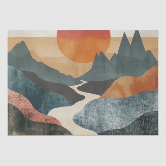 Boho Abstrakt Landschaft (5) Seidenpapier (Vorderseite)