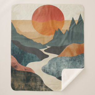 Boho Abstrakt Landschaft (5) Sherpadecke