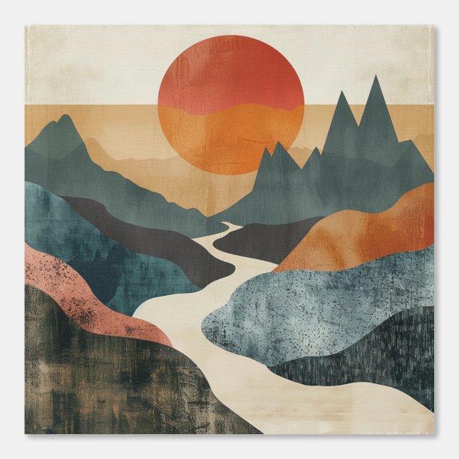 Boho Abstrakt Landschaft (5) Tapete (Vorderseite)