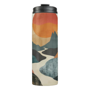 Boho Abstrakt Landschaft (5) Thermosbecher
