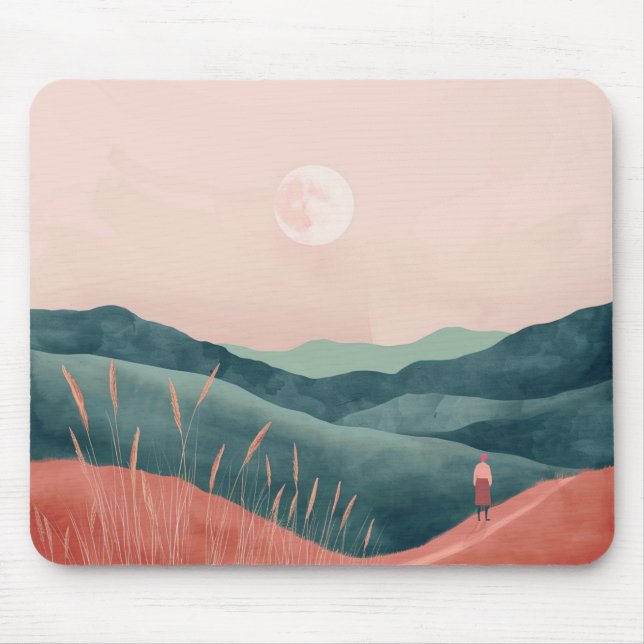 Boho Abstrakt Landschaft (7) Mousepad (Vorne)