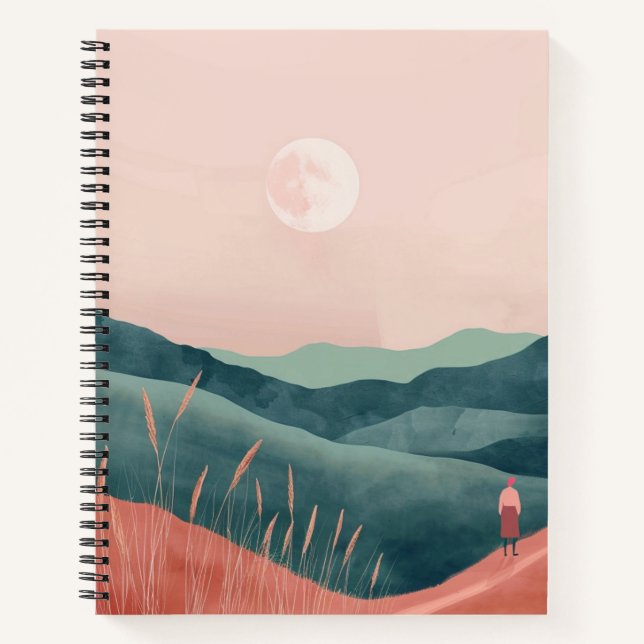 Boho Abstrakt Landschaft (7) Notizbuch (Vorderseite)