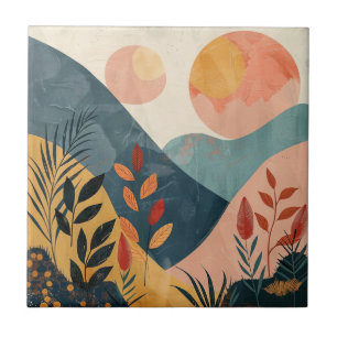 Boho Abstrakt Landschaft (8) Fliese