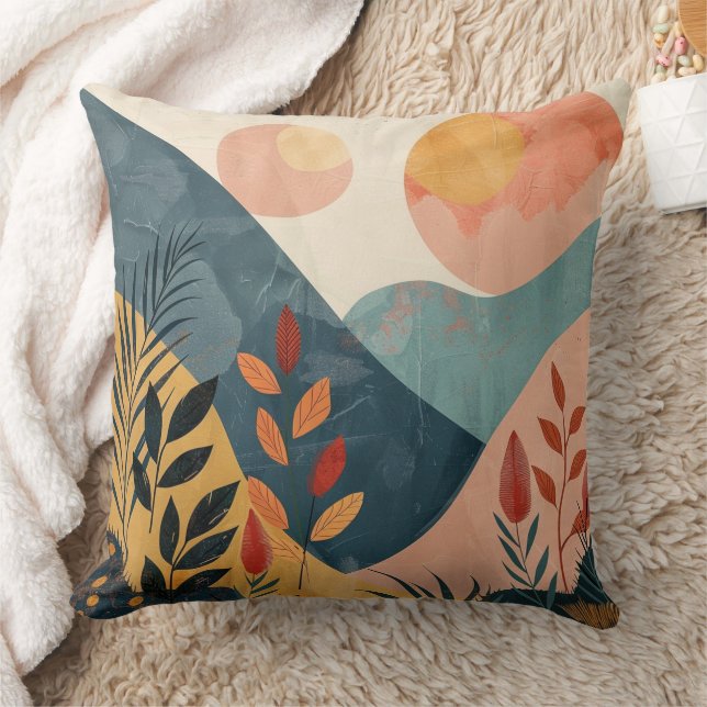 Boho Abstrakt Landschaft (8) Kissen (Decke)