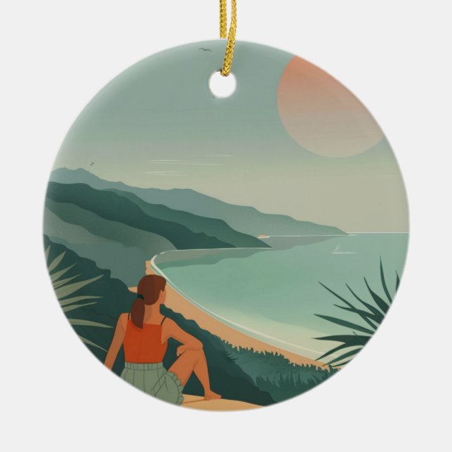 Boho Abstrakt Landschaft (9) Keramik Ornament (Vorne)