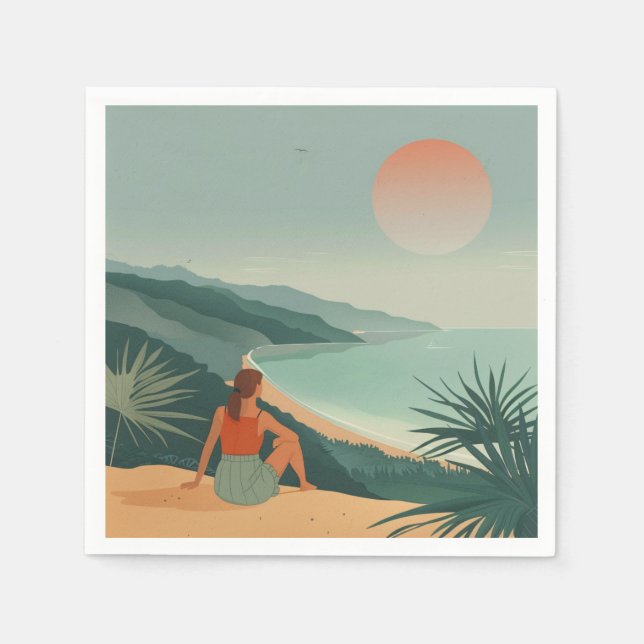 Boho Abstrakt Landschaft (9) Serviette (Vorderseite)