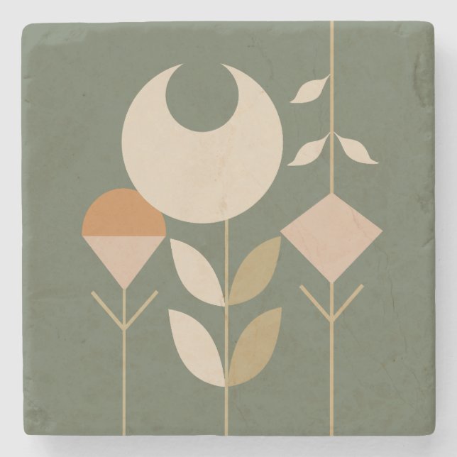 Boho Abstrakt Lily Steinuntersetzer (Vorderseite)