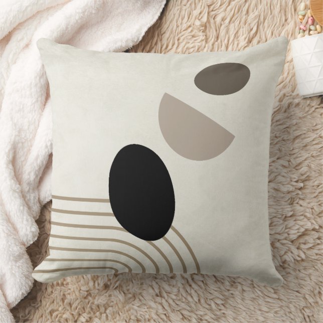 Boho Abstrakt Mitte Jahrhundert Modernes Kissen (Decke)