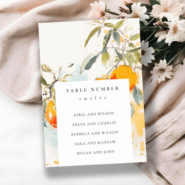 Boho Abstrakt Orange Garden Hochzeitssitze Tischnummer (Von Creator hochgeladen)