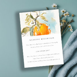 Boho Abstrakt Orange Garden Wedding Empfang Begleitkarte