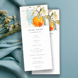 Boho Abstrakt Orange Garden Wedding Program Einladung