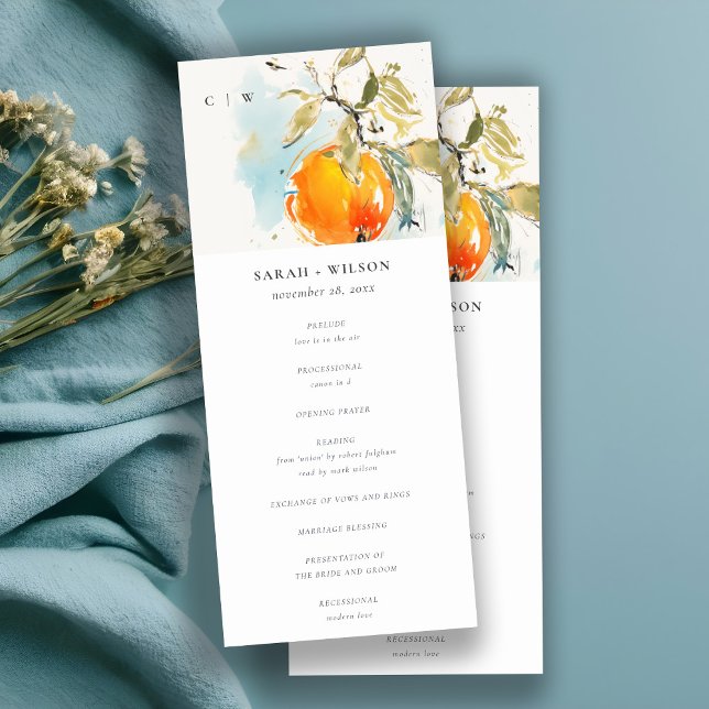 Boho Abstrakt Orange Garden Wedding Program Einladung (Von Creator hochgeladen)