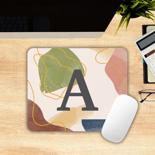 Boho Abstrakt Pattern Mit Monogramm Mousepad (Boho Abstract Pattern Monogrammed Mousepad
)