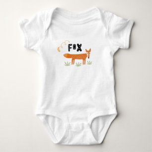 Boho Abstrakt Pattern Red Fox Typografie Baby Strampler