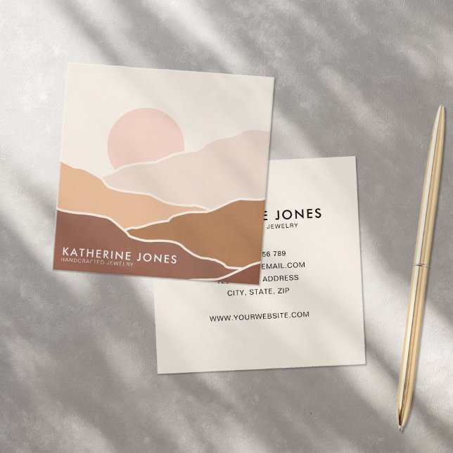 Boho Abstrakt Simple Modern Business Card Quadratische Visitenkarte (Von Creator hochgeladen)
