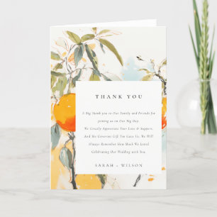 Boho Abstrakt Sketchy Orange Garden Wedding Dankeskarte