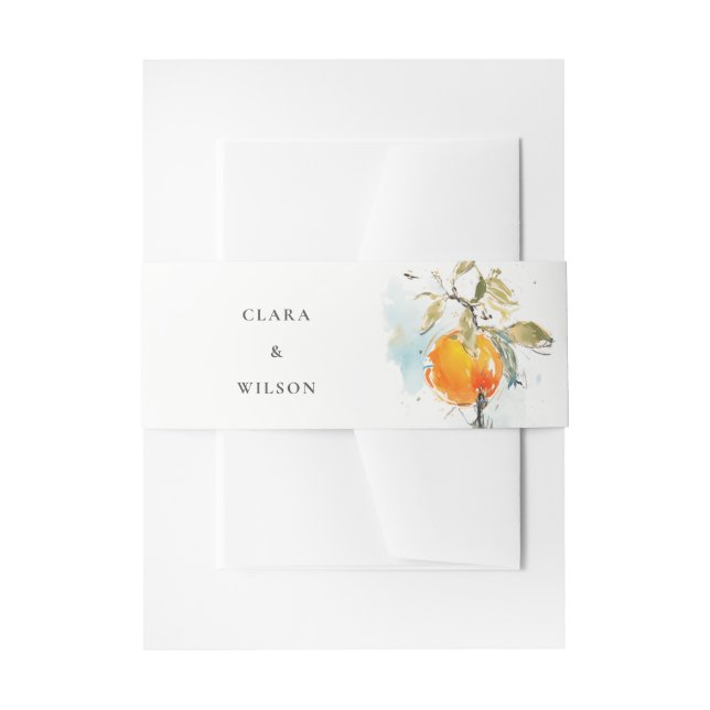 Boho Abstrakt Sketchy Orange Garden Wedding Einladungsbanderole (Vorderseite Beispiel)