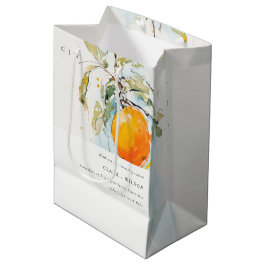 Boho Abstrakt Sketchy Orange Garden Wedding Mittlere Geschenktüte