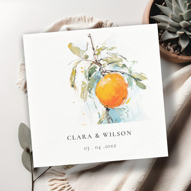 Boho Abstrakt Sketchy Orange Garden Wedding Serviette (Von Creator hochgeladen)