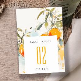 Boho Abstrakt Sketchy Orange Garden Wedding Tischnummer