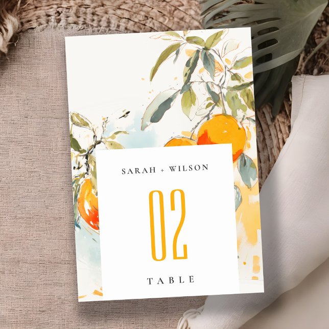 Boho Abstrakt Sketchy Orange Garden Wedding Tischnummer (Von Creator hochgeladen)