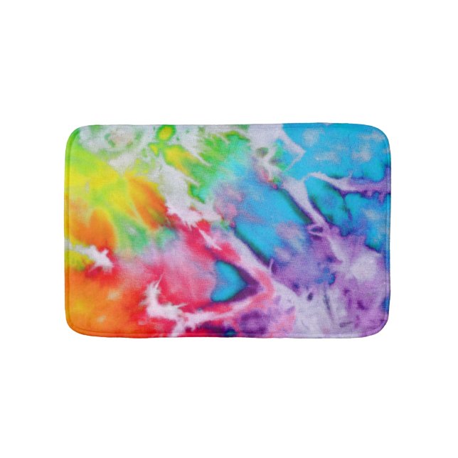 Boho Abstrakt Watercolor Rainbow Batik Gefärbte Kr Badematte (Vorderseite)