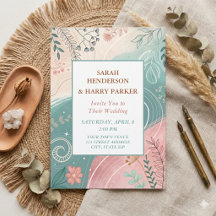 Boho Abstrakte Aquamarine Blumenhochzeit