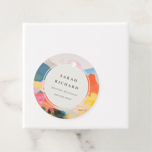 Boho-Abstrakte Berglandschaft Rosa Blau Orange Geschenkanhänger (Beispiel)
