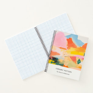 Boho-Abstrakte Berglandschaft Rosa Blau Orange Notizbuch