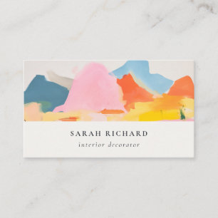 Boho-Abstrakte Berglandschaft Rosa Blau Orange Visitenkarte