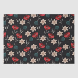 BOHO ABSTRAKTE BLUME AUF SCHWARZ SEIDENPAPIER